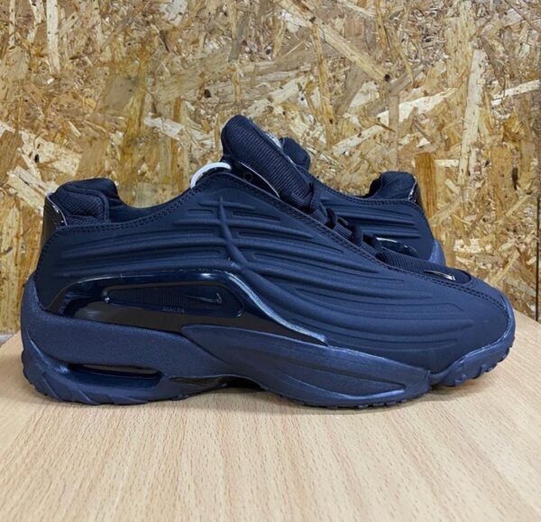 a pair of dark blue shoes